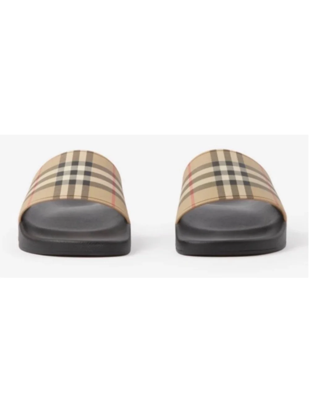 Men's Burberry Check Slides Standard Size 11/44 Beige Black New Classic Check